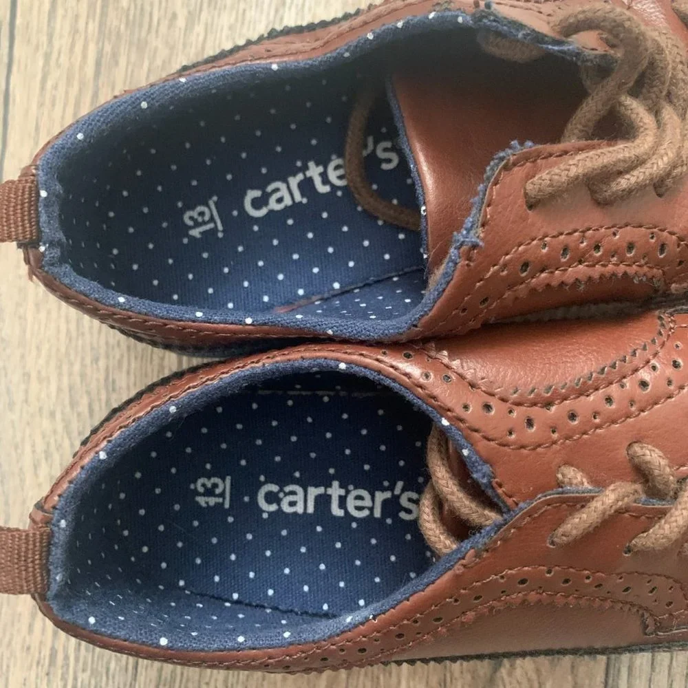CARTER'S‎ BROWN VEGAN LEATHER LACE UP OXFORDS SIZE 13-NICE!